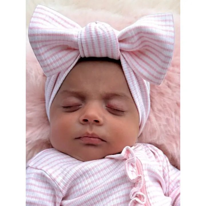 Pink Striped Organic Baby Headband - 0-6 mo