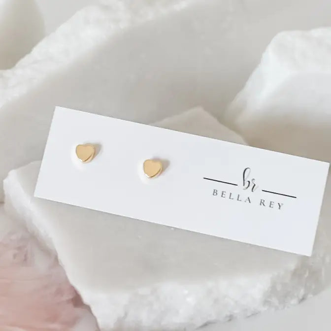 18k Gold Plated Heart Stud Earrings