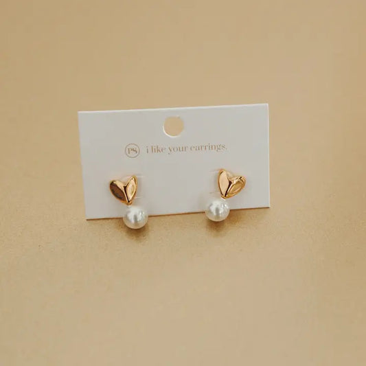 Pearl Heart Earrings - WATERRPOOF