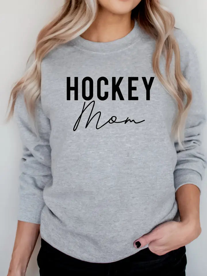 Hockey Mom Graphic Sweatshirt - Gray