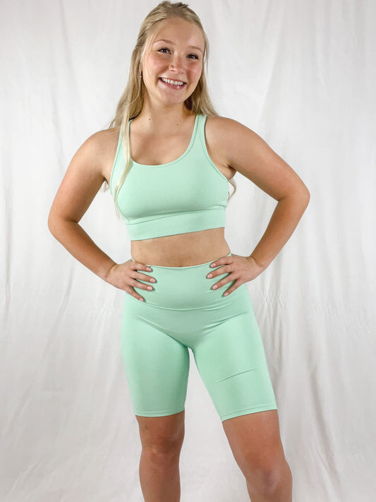 Athletic Biker Short Set - Green Mint