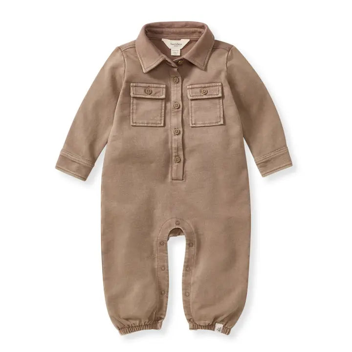Acid Wash Baby Jumpsuit - Mocha