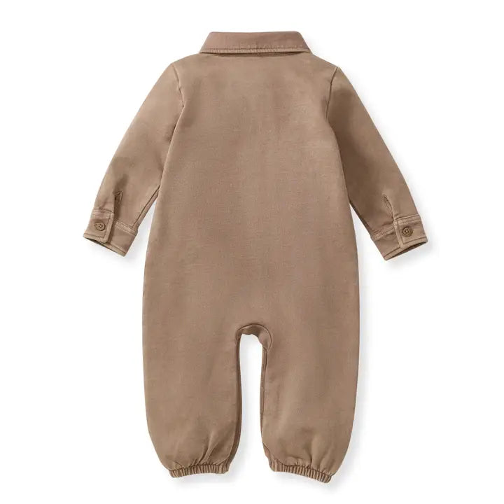Acid Wash Baby Jumpsuit - Mocha