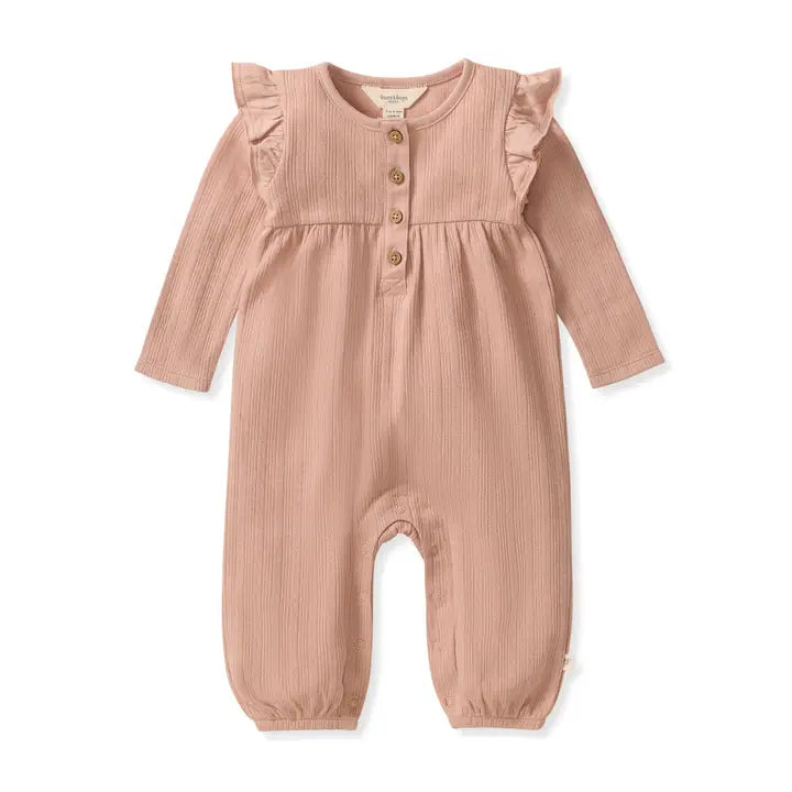 Ribbed Pointelle Baby Jumpsuit - Pink