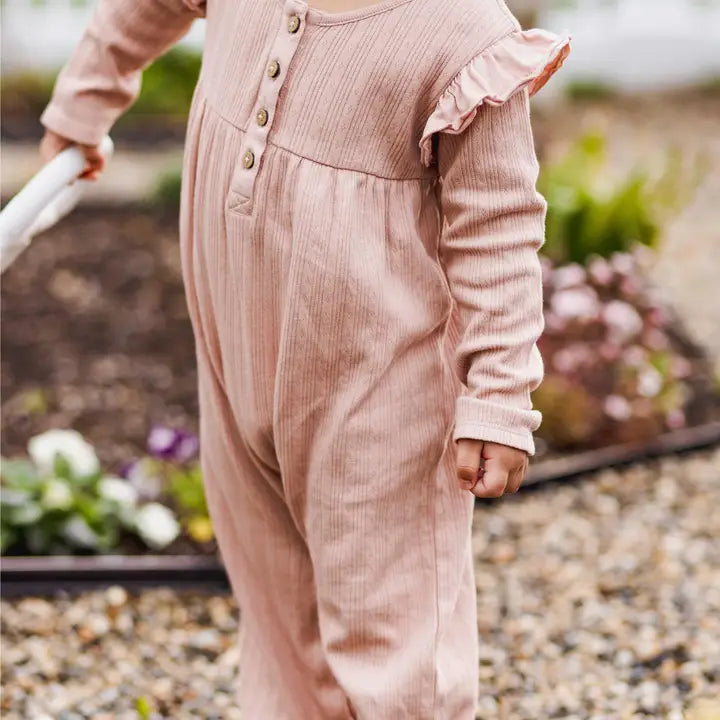 Ribbed Pointelle Baby Jumpsuit - Pink