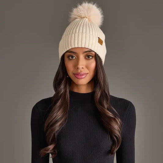 Knit Pom Beanie - Cream