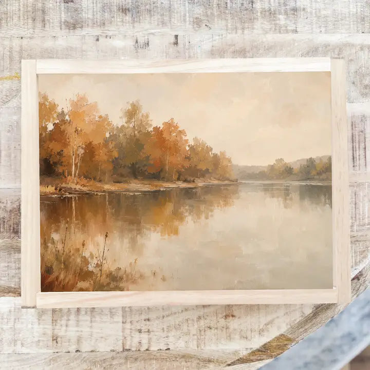Autumn Lakeside Wooden Sign