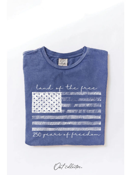 Land of the Free Mineral Graphic Tee - Blue
