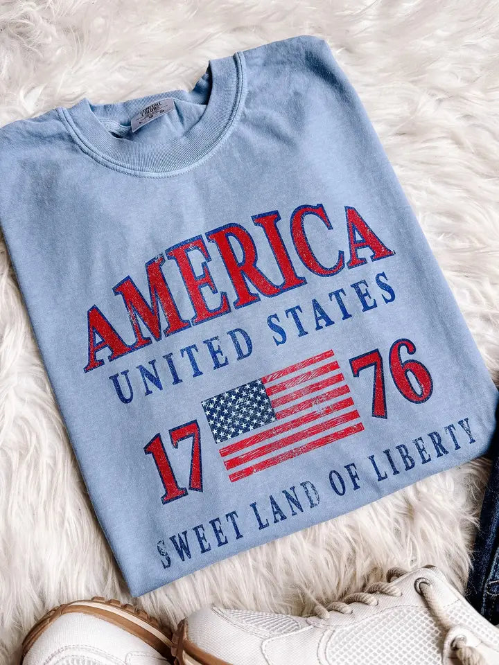 1776 Sweet Land of Liberty Graphic Tee - Blue
