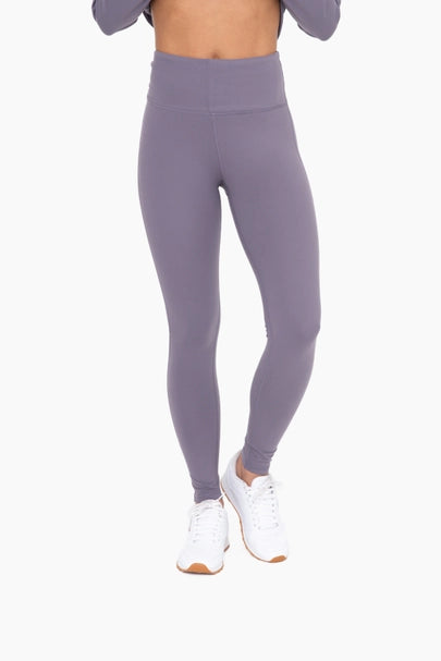 High Waist Pocket Leggings - Purple Gray