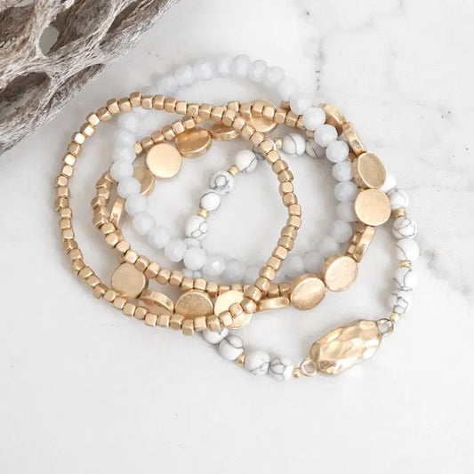 Boho Bracelet Stack - Grey/Marble