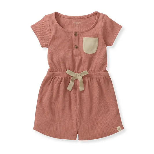 Organic Girl Waffle Romper - Mauve