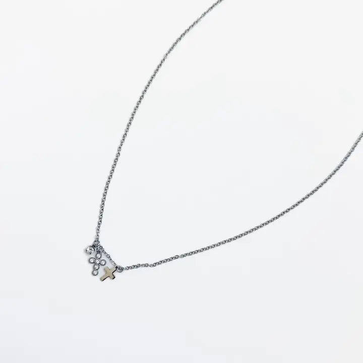 Mini Double Cross Necklace - WATERPROOF (2 colors)
