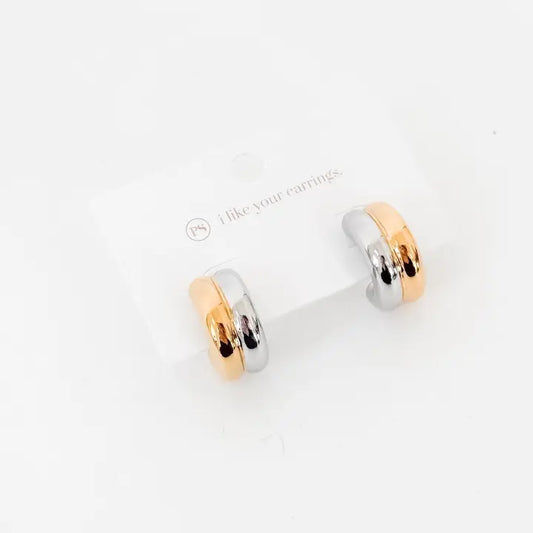 Mixed Metal Hoop Earrings - WATERPROOF