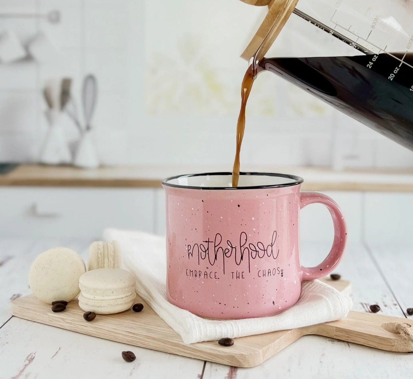 Motherhood Embrace The Chaos Mug - Pink