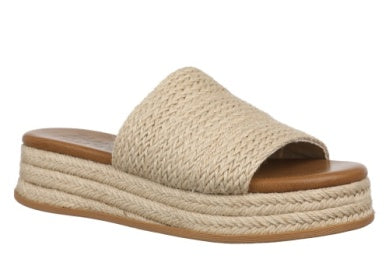 Natural Slip On Wedge Sandals