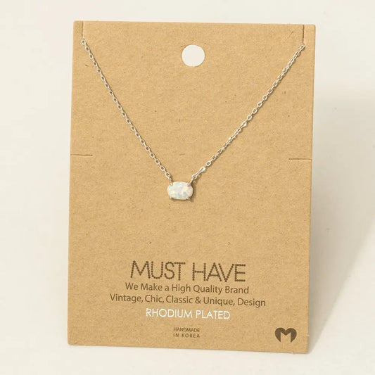 Dainty Opal Necklace - Silver