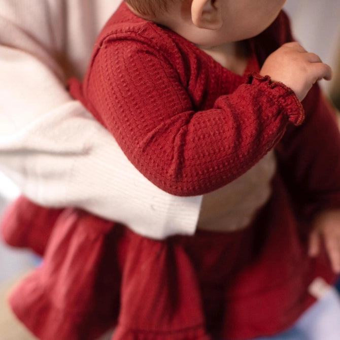 Dotted Rib Organic Cotton Dress - Brick