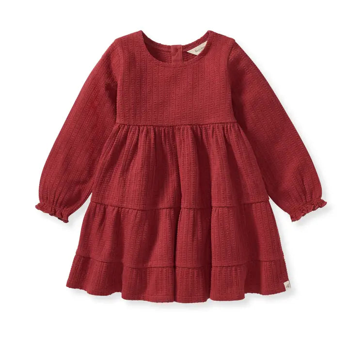 Dotted Rib Organic Cotton Dress - Brick