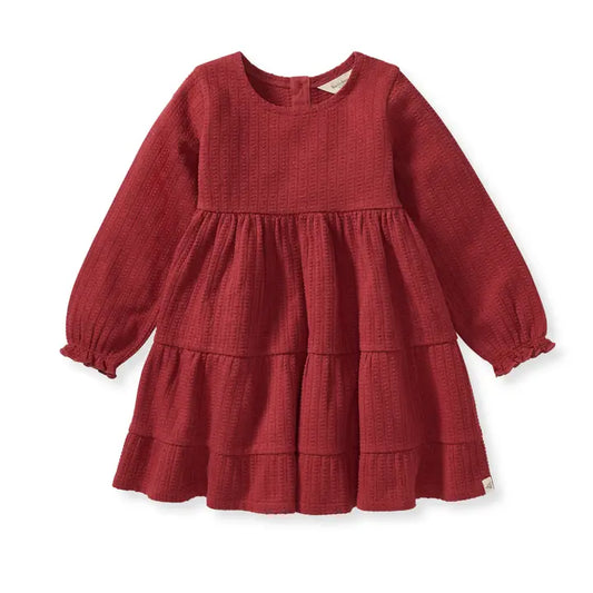 Dotted Rib Organic Cotton Dress - Brick