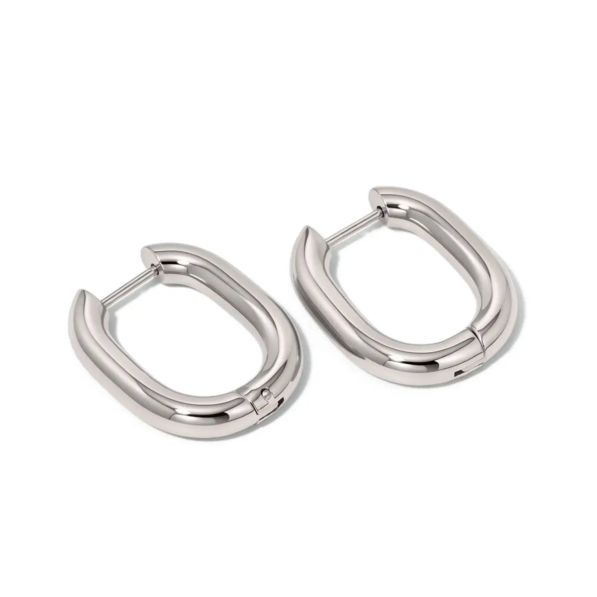 Oval Hoop Earrings - WATERPROOF - Silver