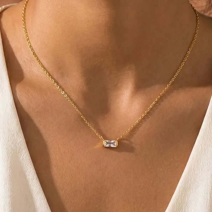 Mini Rhinestone Pendant Necklace (2 colors)