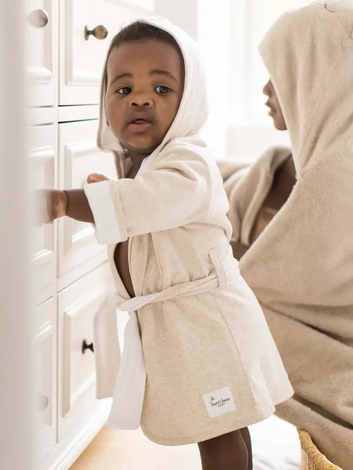 Organic Cotton Knit Hooded Baby Robe