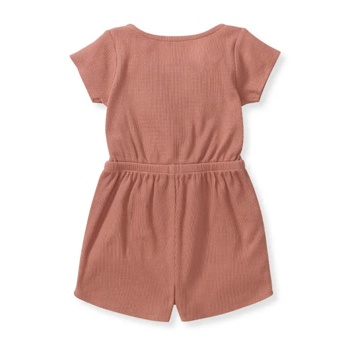 Organic Girl Waffle Romper - Mauve