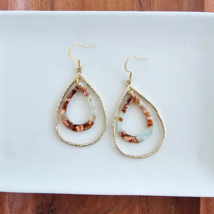 Savannah Earrings - Seafoam/Rust