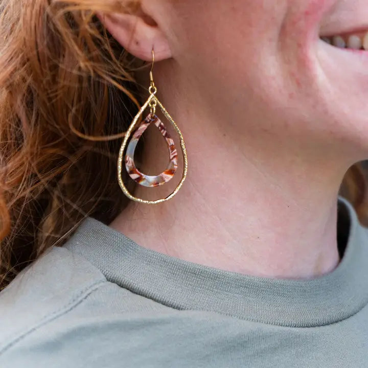 Savannah Earrings - Seafoam/Rust