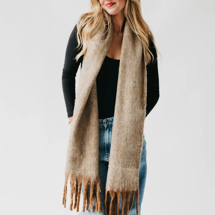 Oversized Cozy Blanket Scarf - Taupe