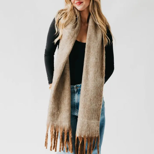 Oversized Cozy Blanket Scarf - Taupe