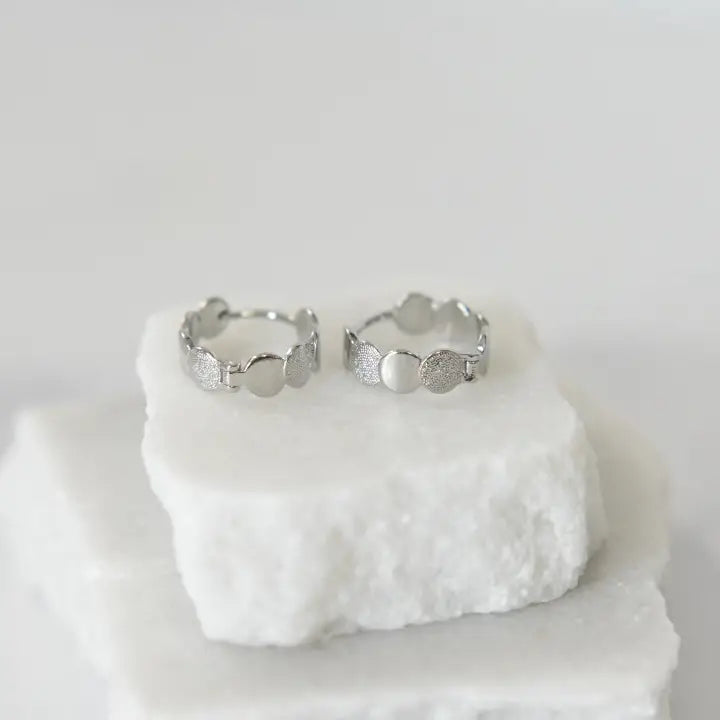 Textured Elegant Hoop Earrings - Silver