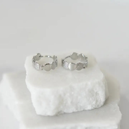 Textured Elegant Hoop Earrings - Silver