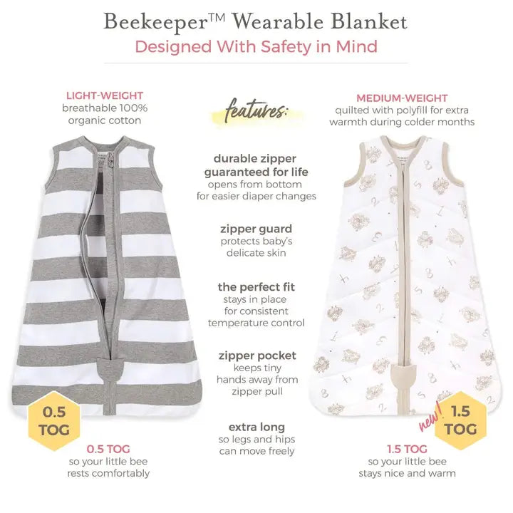 Striped Organic Wearable Baby Blanket