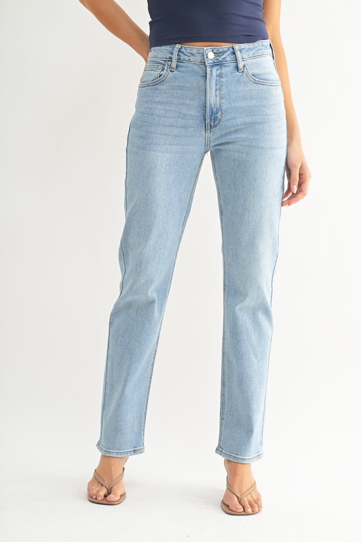 Midrise Stretch Straight Denim - Light