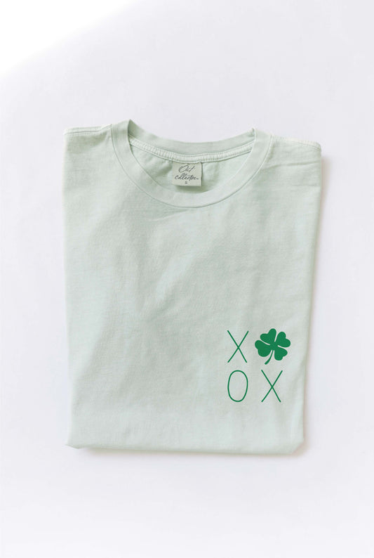 "XOXO Clover" Relaxed Graphic Tee - Sage