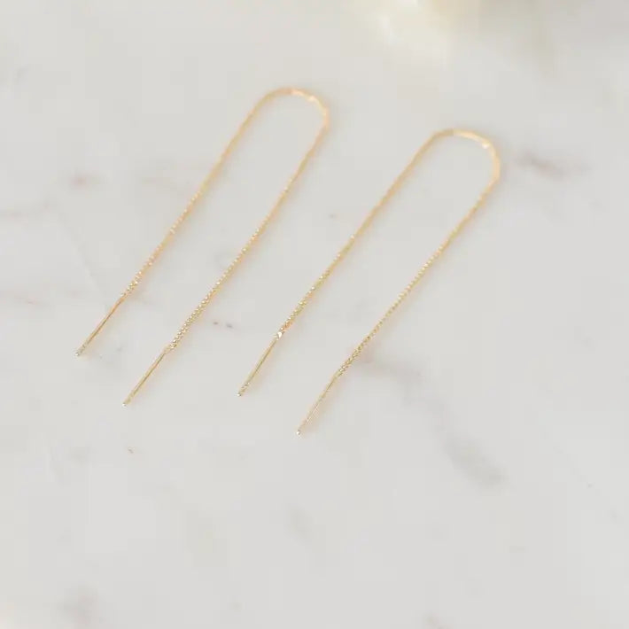 Chain Threader Earrings - Hypoallergenic 18k Gold Plated