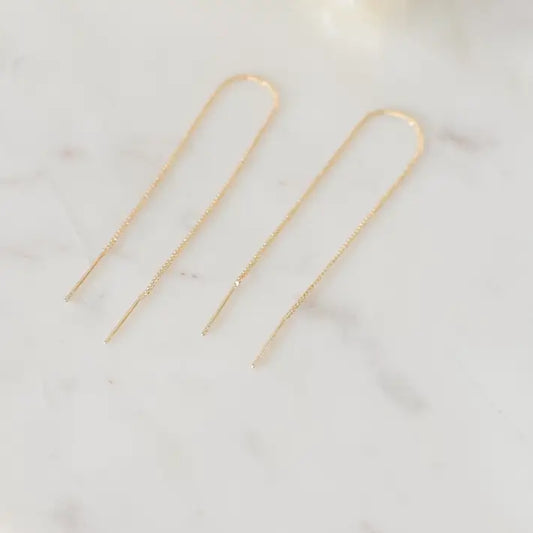 Chain Threader Earrings - Hypoallergenic 18k Gold Plated