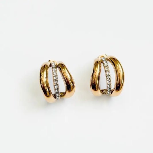 Triple Gold Hoop Earrings - WATERPROOF