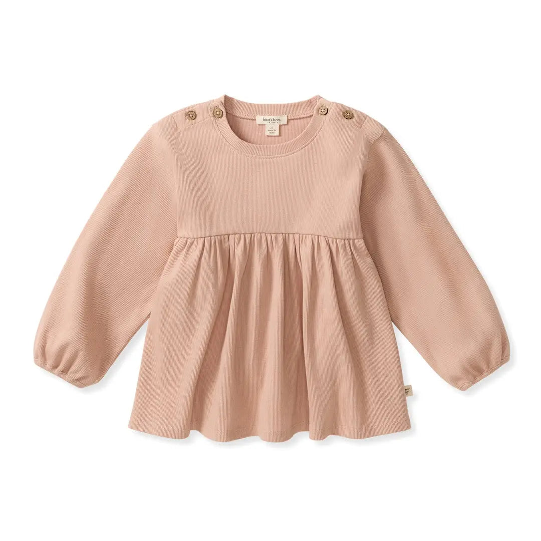Button Neck Toddler Tunic - Pink