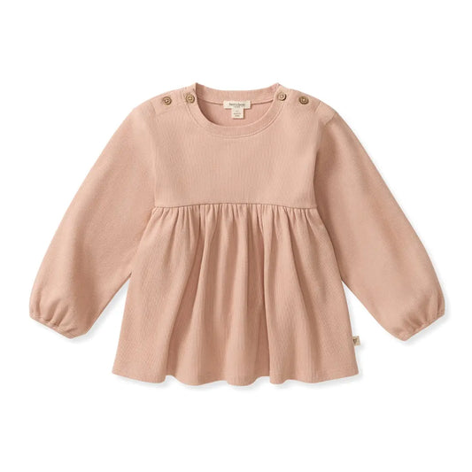 Button Neck Toddler Tunic - Pink
