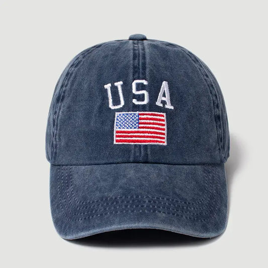 USA American Flag Baseball Hat - Navy