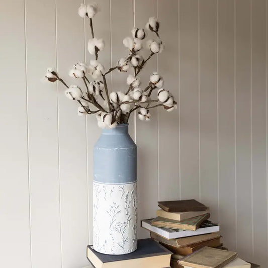 Belle Floral Metal Vase - Blue