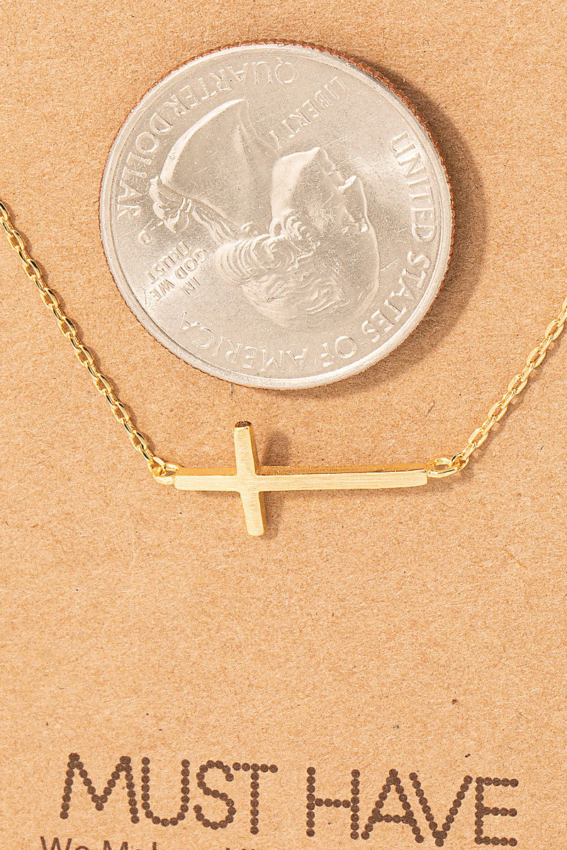 Side Cross Necklace (2 colors)