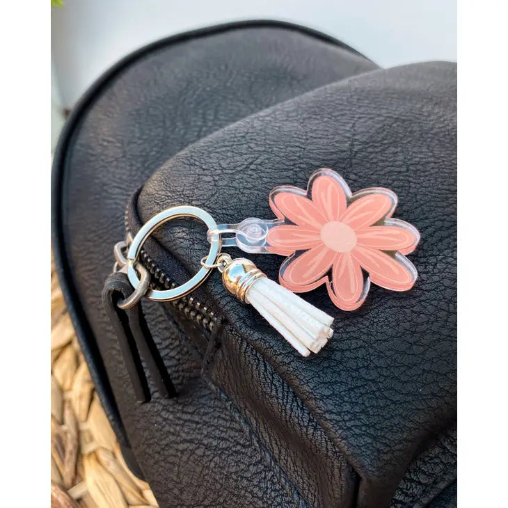 Pink Acrylic Flower Keychain
